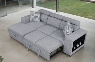 Brand New Grey Sectional Sofa Storage Sleeper