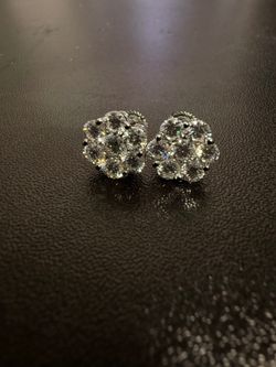 Ice Bloom stud moissanite mens 925silver earrings