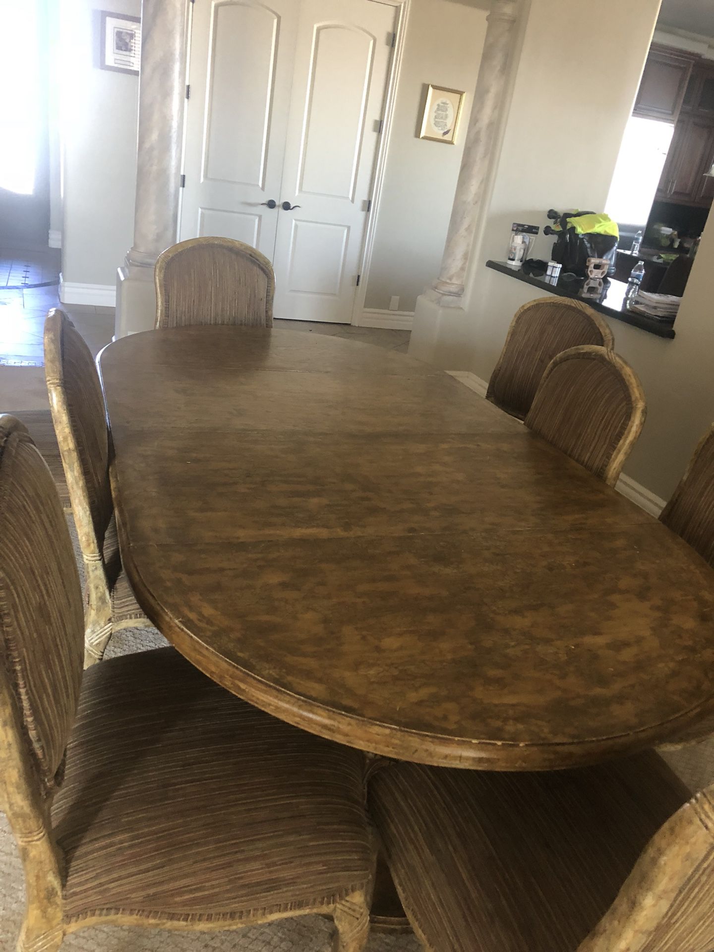 Dining Table w/ 8 chairs & 2 leafs