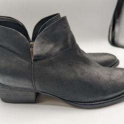 Seychelles Women Black Leather Split Top Ankle Zip Boots Bootie Size 7.5M