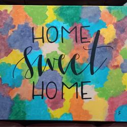 Home Sweet Home Painting With Colorful Background 