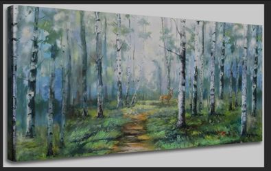 Enartly Birch Tree Forest Canvas Wall Art for Living Room 40"x20"
HD Print and Hand-painted Textured, Easy to Hang,Durable Colorfast, Nature Wall Art