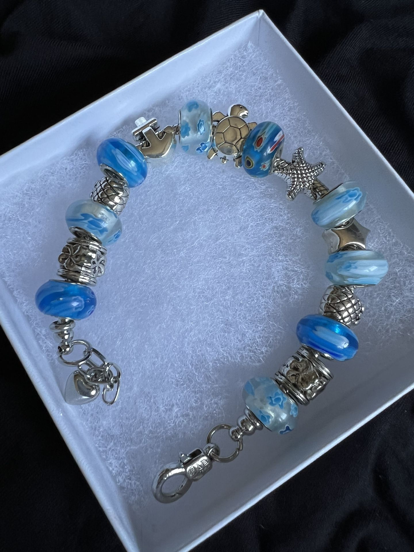 Turtle Ocean Theme Charm Bracelet (Removable Charms )