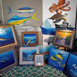 Original hand painted palm fronds and more