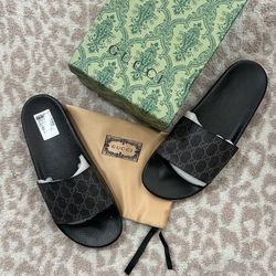 Gucci Slides Black And Gray $100 **READ DESCRIPTION**