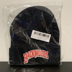 Backwoods Beanie NEW SEALED Black Red Hat Cuffed Stitched Hip Hop Rap Y2K Street