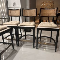 4 Libby Black and Natural Cane Counter Stool