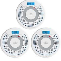 🔥Brand new🔥 3 Pack Combination Photoelectric Smoke Alarm and Carbon Monoxide Detector Battery Operated with Digital Display (White)