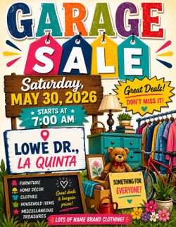 Huge Garage Sale Saturday only!! May 30th 7a Acacia Neighborhood