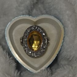 .925 Sterling Silver Citrine Gemstone Ring