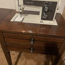 SEARS SEWING MACHINE , CABINET AND ACCESSORIES 