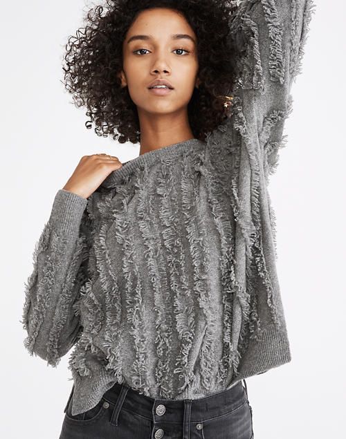 Madewell fringe striped pullover sweater xxs