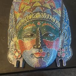 10 Colorful Hand Carved Tropical Island Dot Painted Tribal Mask