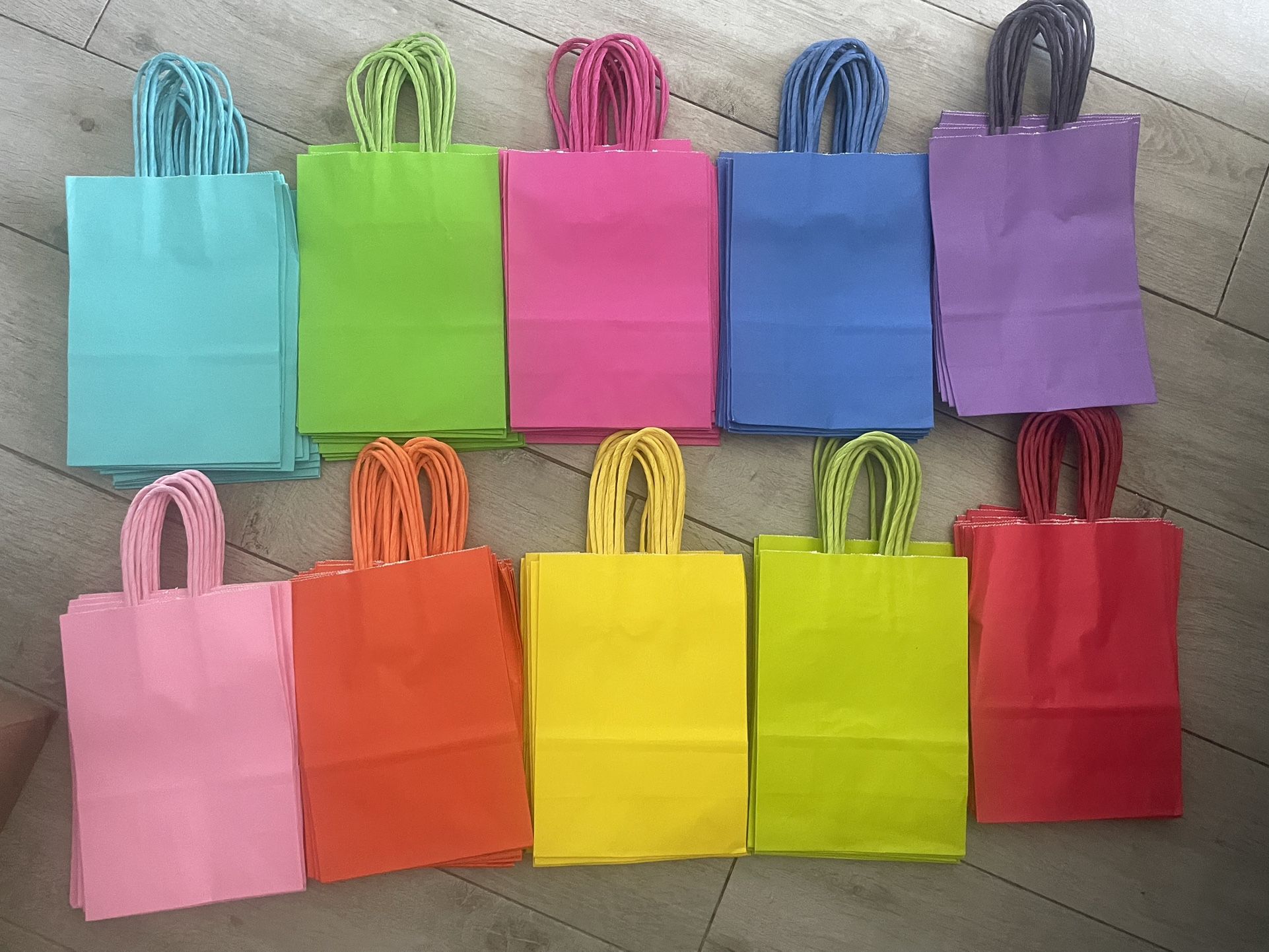 100 pack multi-color paper gift bags with handles party favors crafts wholesale