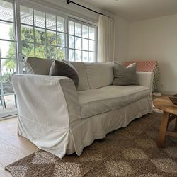 88”L White Slipcovered Sofa
