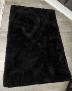 Black Shag Area Rug 4x6 ft