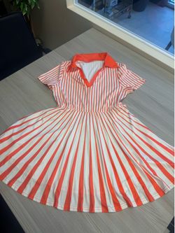 Orange & white striped dress -size XL
