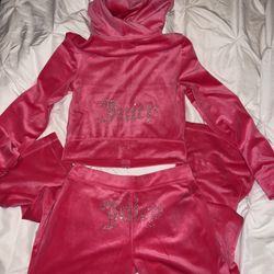 Sizes L Juicy Couture Y2K Velour Bling tracksuit set Hot Pink - New