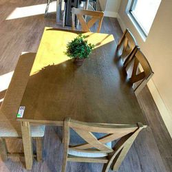 Parellen Dining Set 6 Piece Table ,Bench And 4 Chair $10 Down Payment And Financing Available