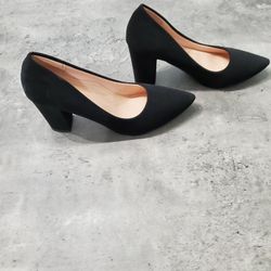 Black Suede Size 7.5 Chunky Heels