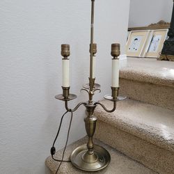 Antique Brass Triple Arm Candelabra Rembrandt Lamp