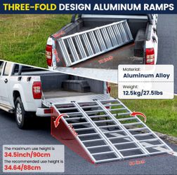 F2-1500 Aluminum Loading Ramps, TriFold 1800lbs Heavy Load Straps