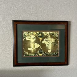 Vintage Framed World Map Nova Totivs Terrarvm Orbis Geographica Tabvla