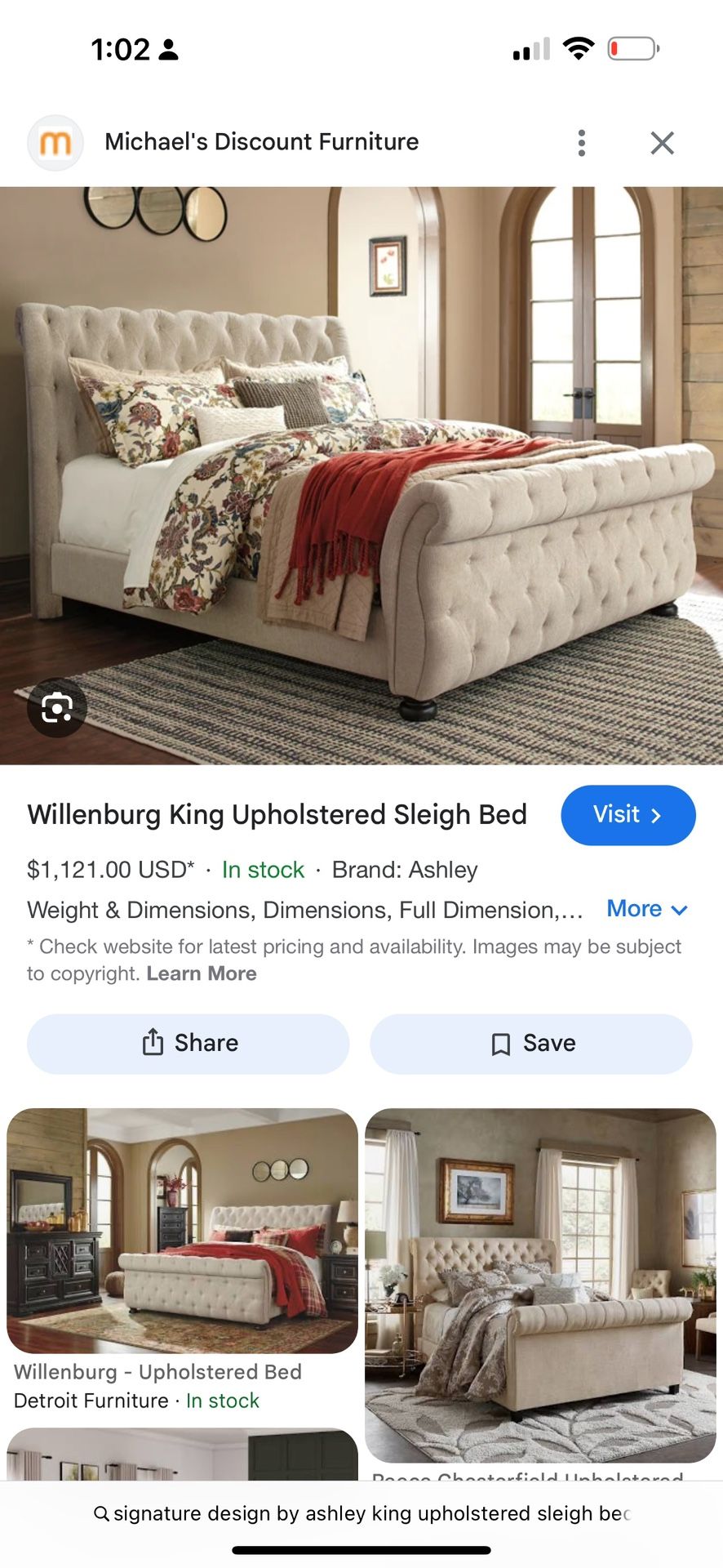 Beige Upholstered Sleigh Bed King Size