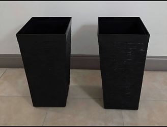 *** NEW LOW PRICE *** PAIR of 23" Black Textured Mobile Planters (2 for $60) @ Lasting Creations