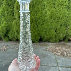 Two Vintage Anchor Hocking Stars & Bars Bud Vases