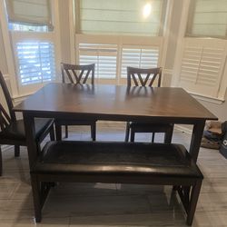 6 pcs Dark Cherry Wood Dining Set