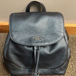 Metallic Blue Coach Backpack Purse