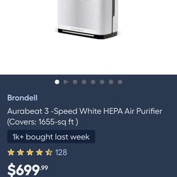 Brondell Aurabeat 3speed air purifier