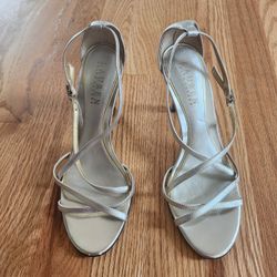 Ralph Lauren 3 1/2" Silver Strappy Heels - Size 6M