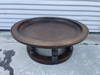 Antique Southeast Asian Khantoke Wooden Carved Pedestal Tray