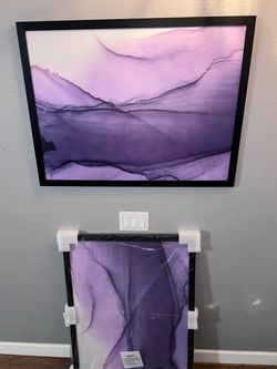 SET OF 2: Brand New DesignArt "Luxury Purple  Marble" Framed Canvas art $15 each