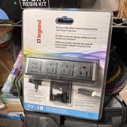 Desktop USB/ Multi-Outlet Charging Station with Surge Protection