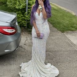 white Iridescent Mermaid Styled Dress