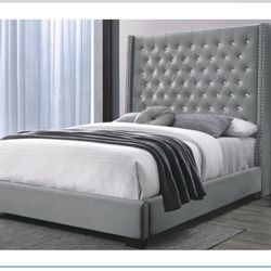 Brand New Queen Size Gray 6foot Tall Bed Frame With New Mattress/Fast Delivery 