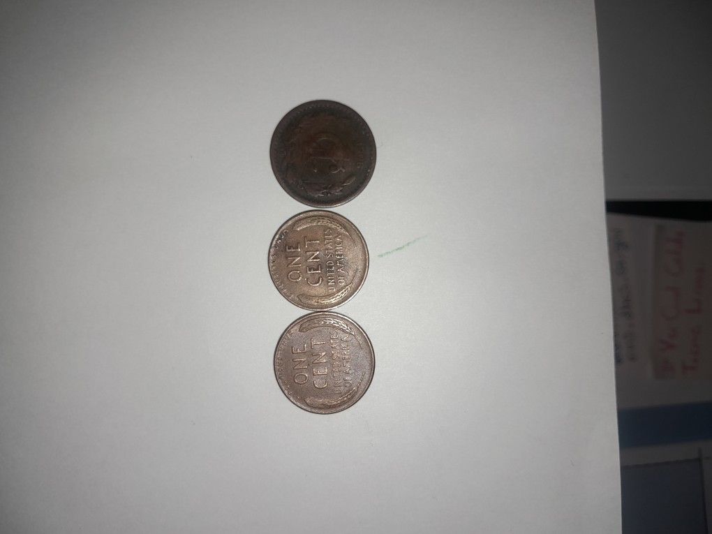 Trigo Pennies 1944 And 1958 No Mint Mark