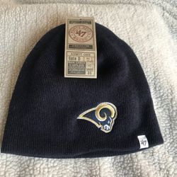 LA Ram’s NFL Knit Beanie By 47 Brand, Blue, OS