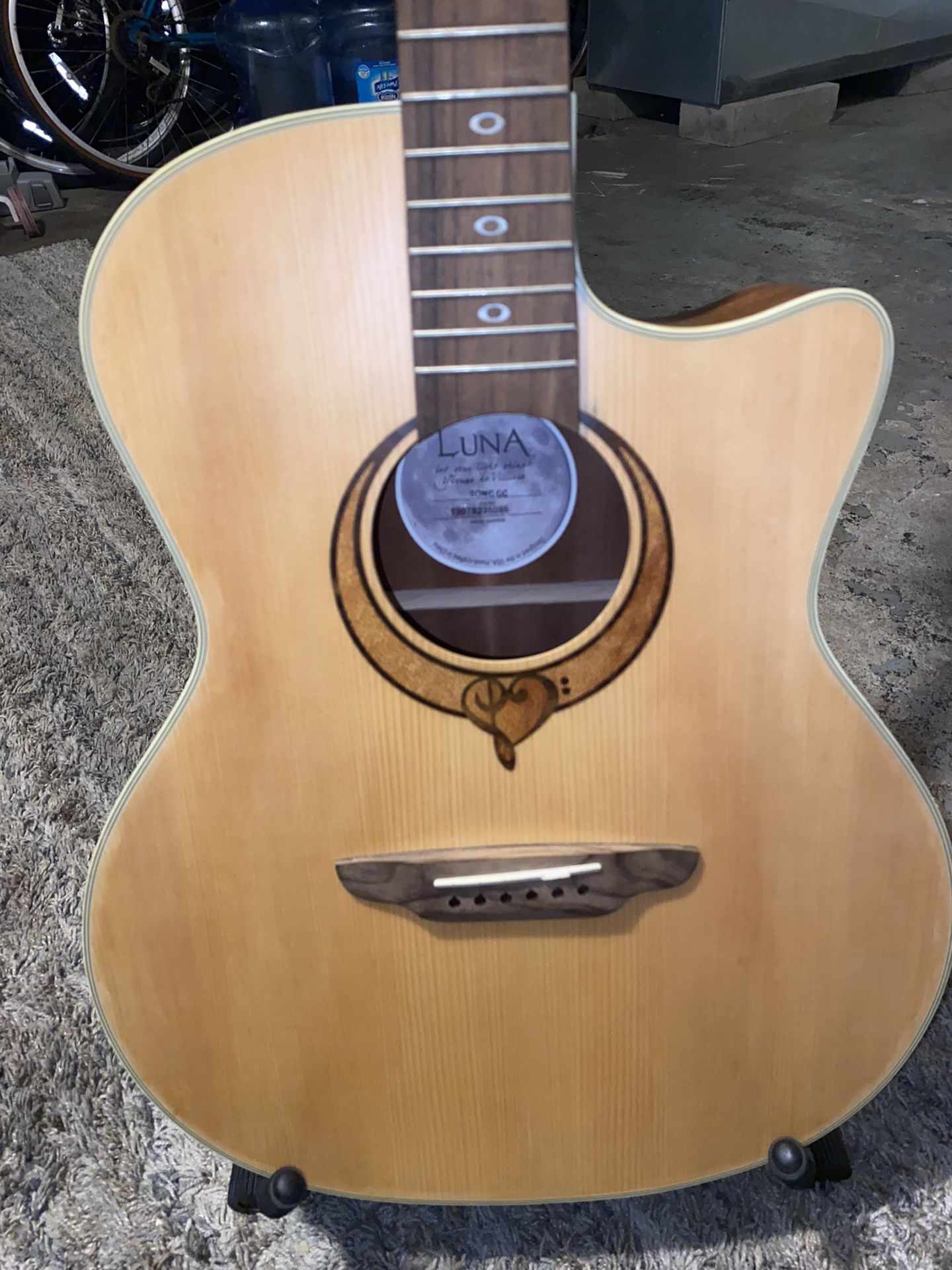 Luna Grand Concert Acoustic Electric Guitar