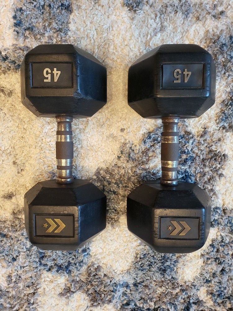 45lb Rubber Dumbell Set