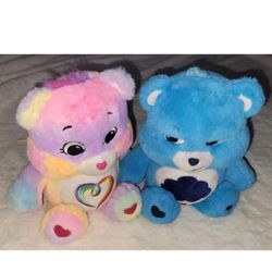 2 Care Bear Plushies 14" Tall 2021-Togetherness Bear And Grumpy Bear EUC