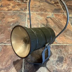 Vintage Green Military Light | Railroad Metal Lamp | Adjustable Base | Spotlight Battery Operated | Plastic Filter 