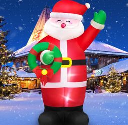 New 8FT Inflatable Santa With Wreath