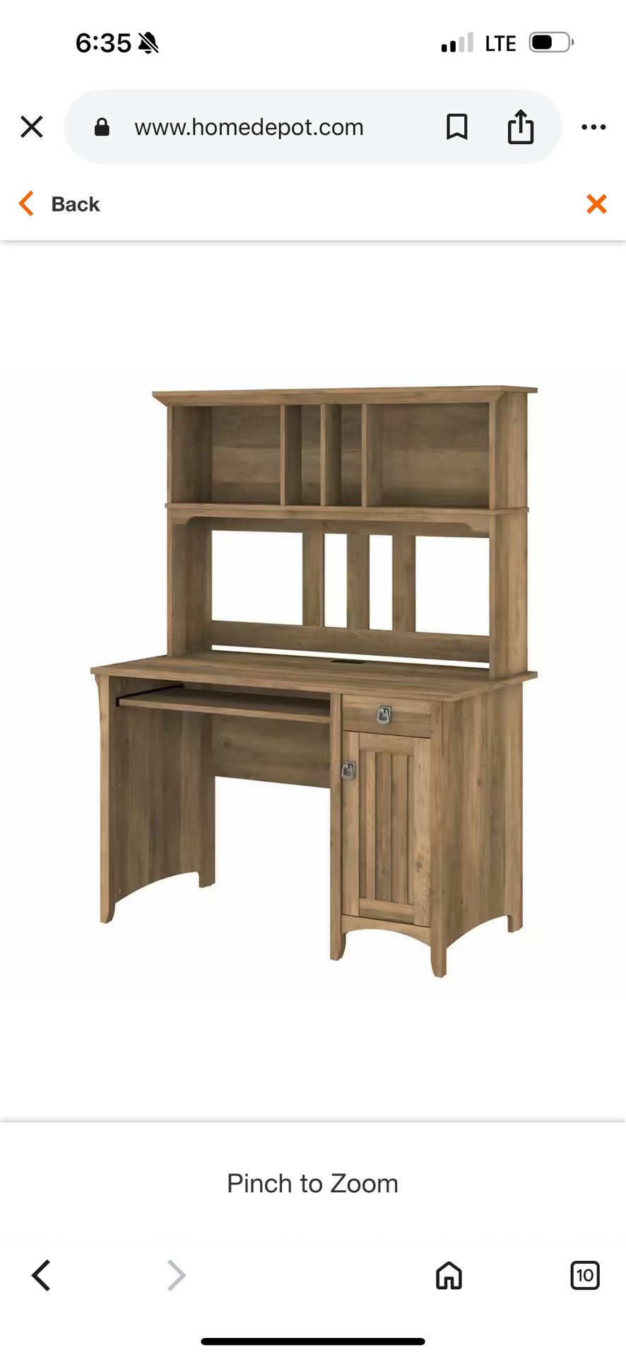 Salinas 48 in. Small Computer Desk with Hutch