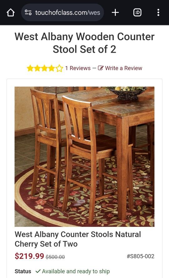 Set Of 2 Wooden Coutner Stools