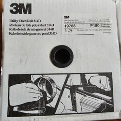 1" x 50 yard 180 grit UILITY CLOTH ROLL 314C ALUMINUM OXIDE PAPER SHOP ROLL 3M #19788