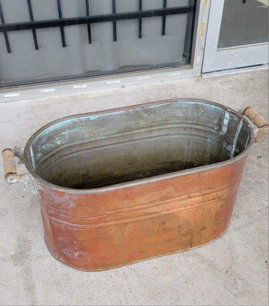 Vintage Antique Copper Boiler, 27"L x 13"W x 12.5"H
